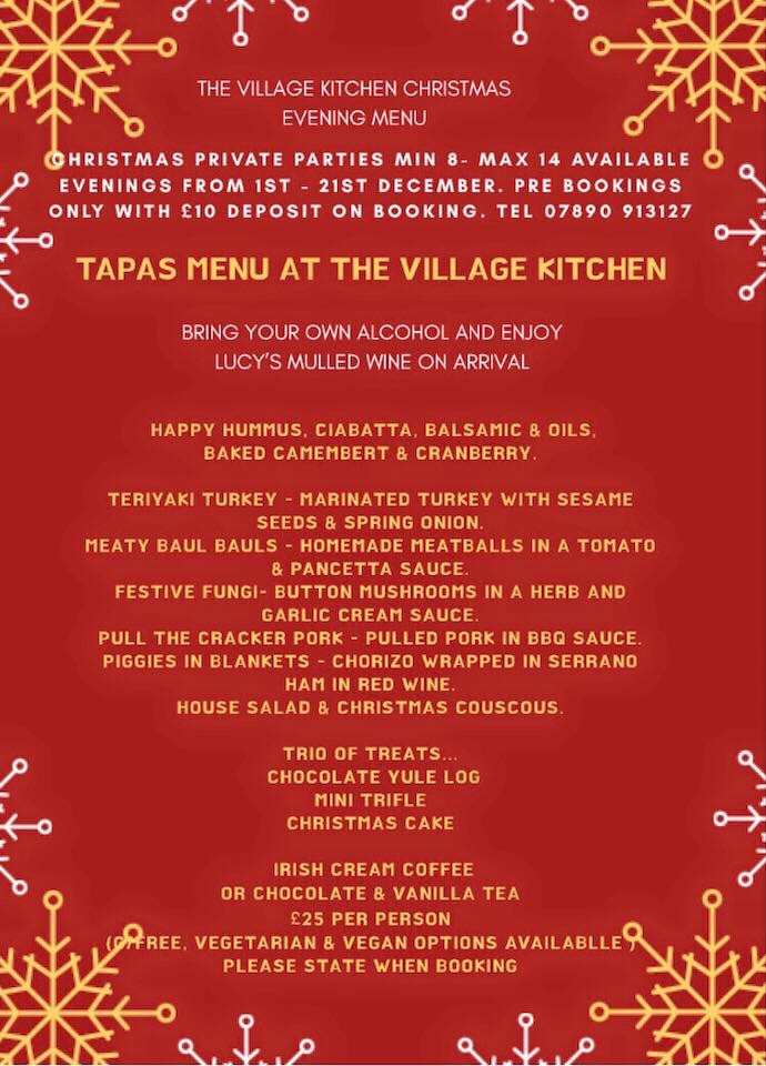 THE COUNTDOWN TO THE DECEMBER EVENING MENU – BOOK EARLY… – THE VILLAGE ...
